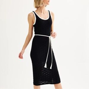 Knit Black and White Midi Dress